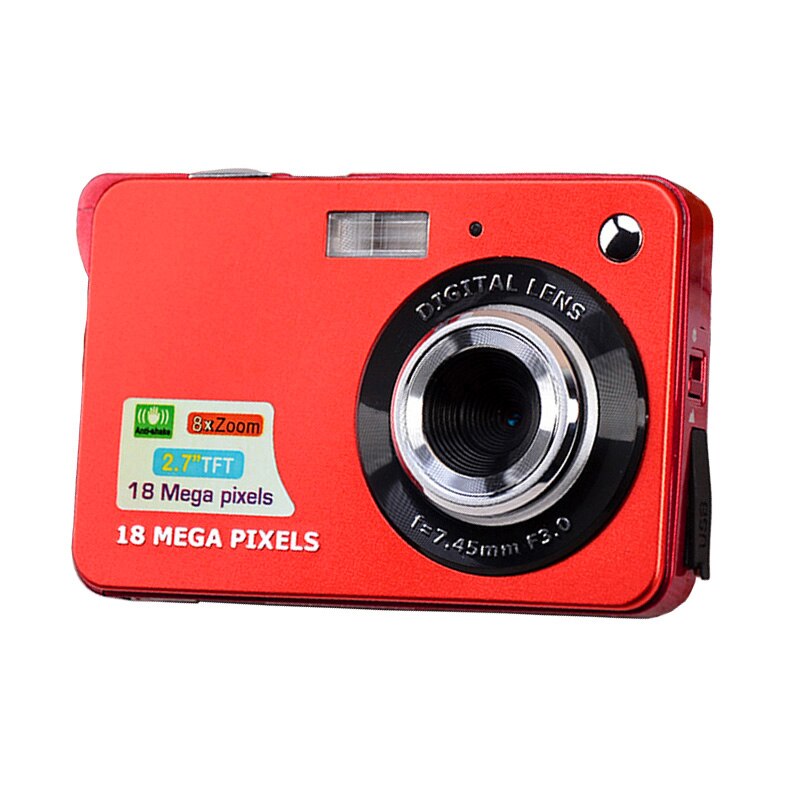 KOMERY Digital Camera 2.7 Inch TFT Screen CMOS Anti-shake 8X Digital Zoom Cam 18MP Digital Video Camcorder: Red / With 16GB SD Card