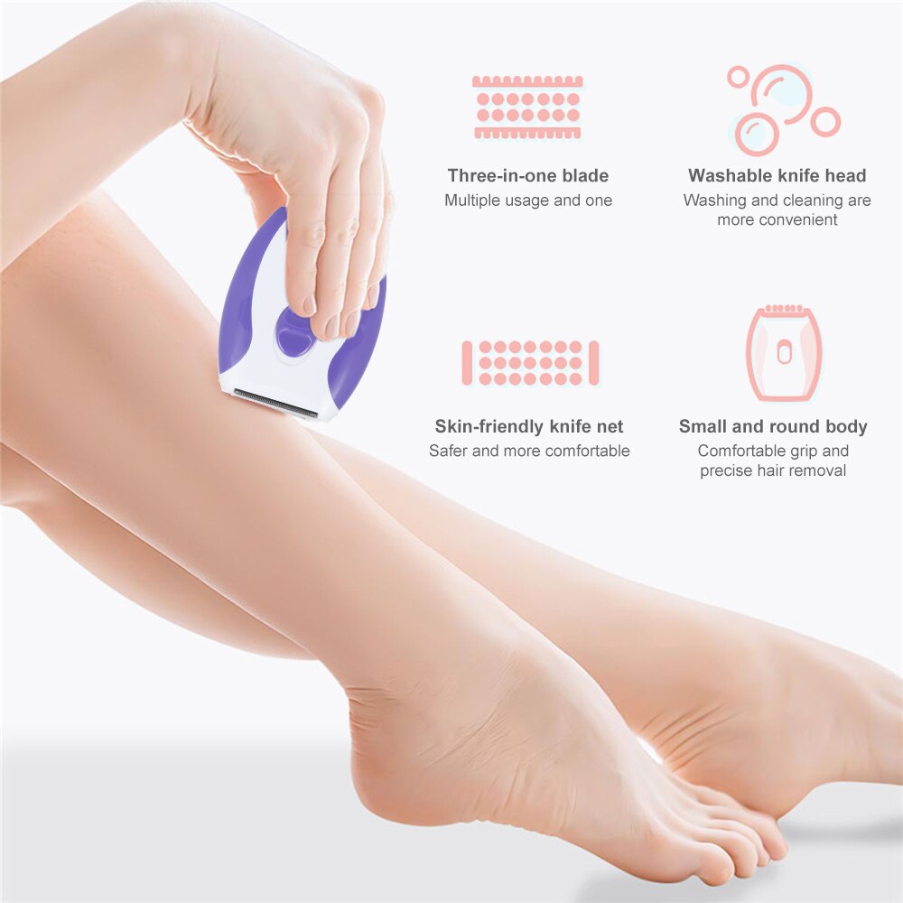 Depiladora eléctrica portátil, afeitadora de carga, cuchilla de acero inoxidable, depiladora para mujeres, máquina de afeitar sin dolor