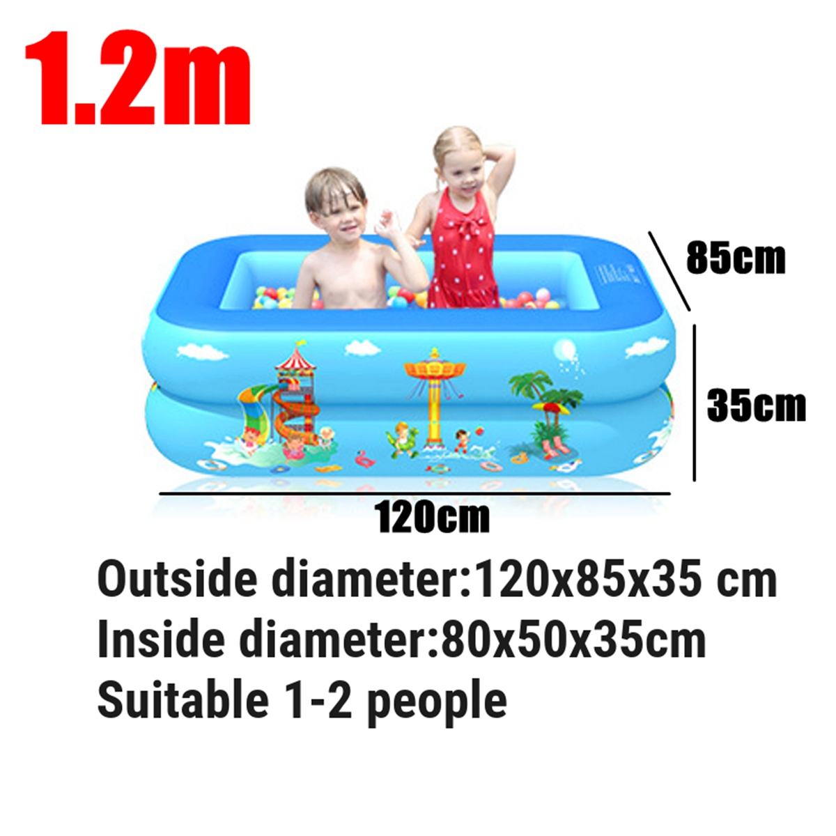 120/130/150cm Children Bathing Tub Baby Home Use Paddling Pool Inflatable Square Swimming Pool Kids Inflatable Pool ball pit: Blue 1.2M