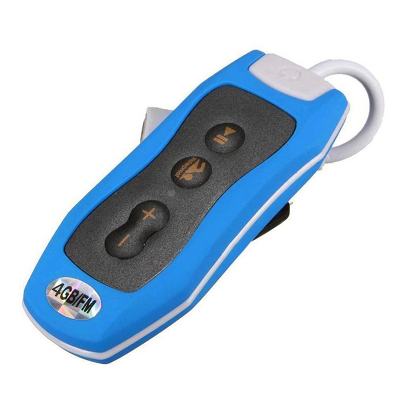 Waterproof IPX8 Clip MP3 Player FM Radio Stereo Sound Swimming Diving Surfing Cycling Sport Music Player With FM: Blue