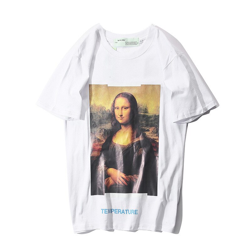 Off White-Dieptepunt Shirt Zomer Mona Lisa Pijl Mannen En Vrouwen Korte Mouw T-shirt: WHITE / XL