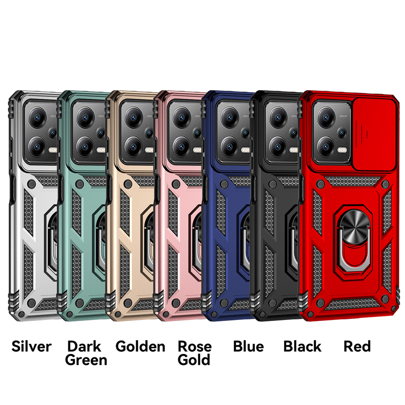 Voor Xiaomi Redmi Note 12 4G 5G Case Cover Shockproof Terug Slide Camera Lens Ring Houder Fundas Redmi Note 12 Pro 12Pro + 12S Case