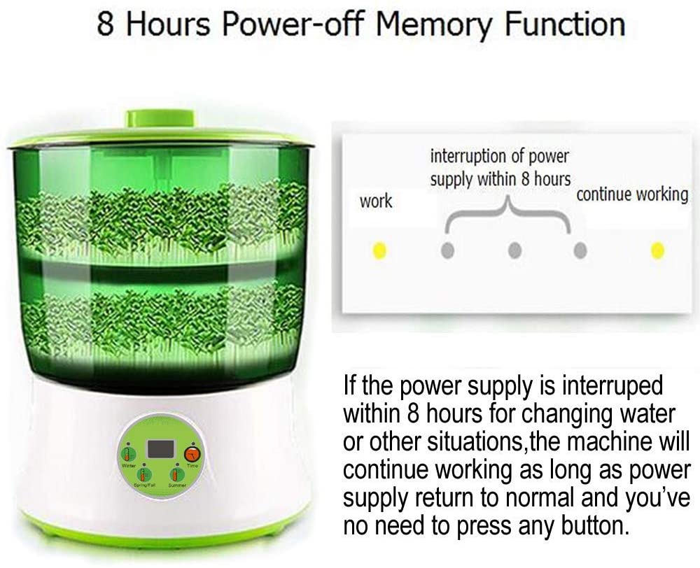 1.5L Bean Sprout Maker Green Vegetable Seedling Growth Bucket Thermostat Automatic Bud Electric Sprouts Germinator Machine