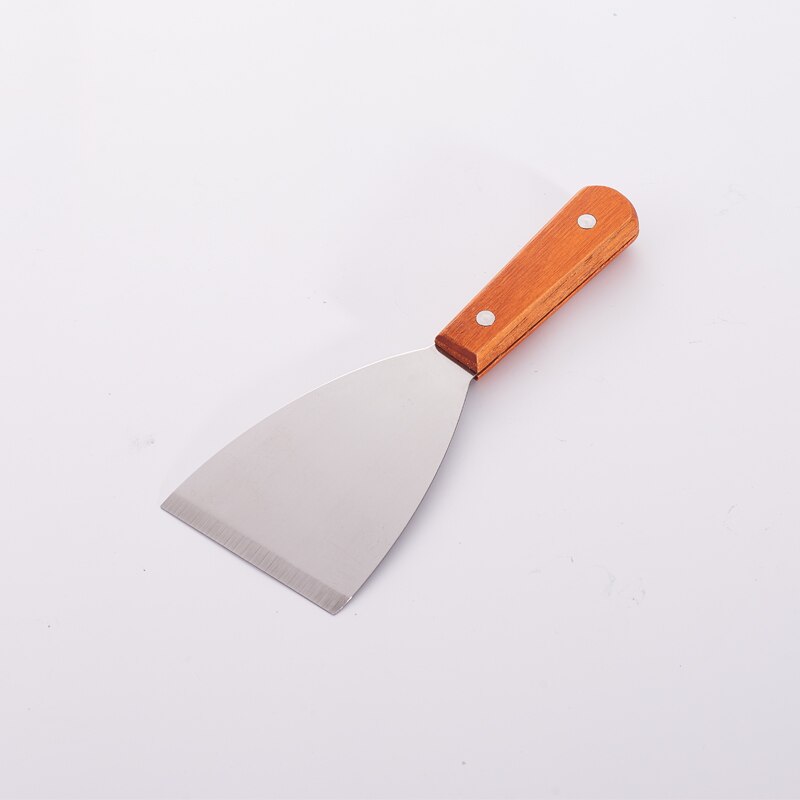 Kitchen Spatula Wooden Handle Grill Turner Stainless Steel Metal Scrape For Teppanyaki Hibachi Griddle Cooking Utensil