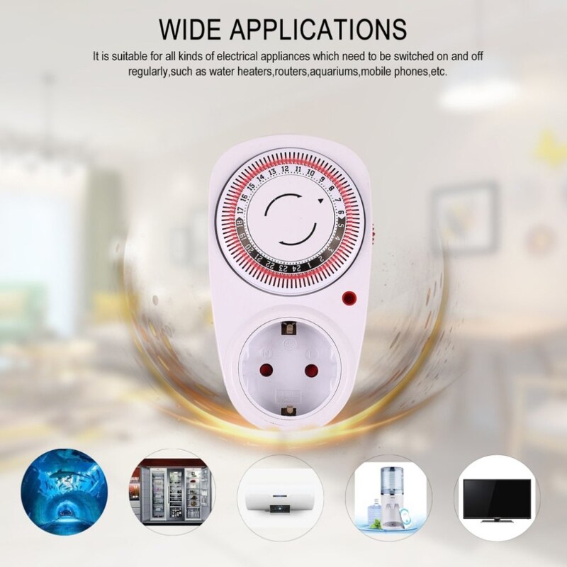 24 Hour Cyclic Timer Switch Mechanical Grounded Programmable Timer Switch Smart Countdown Switch Socket Indoor Auto Powe