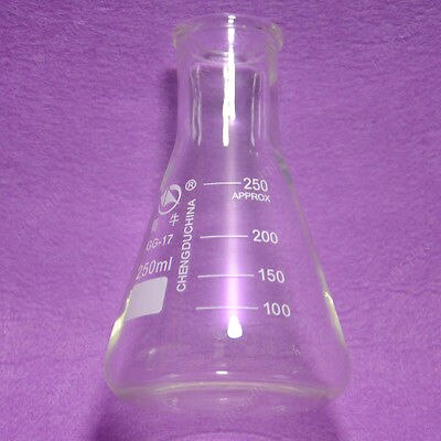 250ml,Glass Erlenmeyer Flask,GG3.3 Lab Conical Flasks with Straight Neck