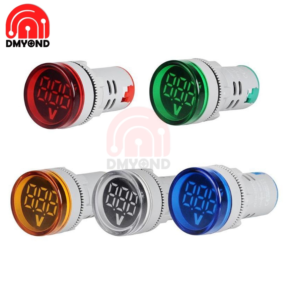0-100v dc 12v 24v 22mm runde ledet digitalt display voltmeter spændingsmonitor indikator signal lys volt tester måleværktøjer
