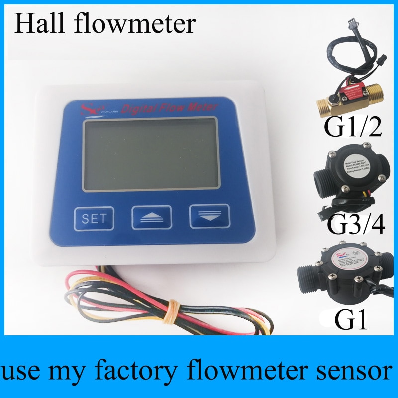 Elektronische water meter Hall flowmeter Digitale LCD display flow meter met temperatuur G1/2 flow sensor digitale flowmeter