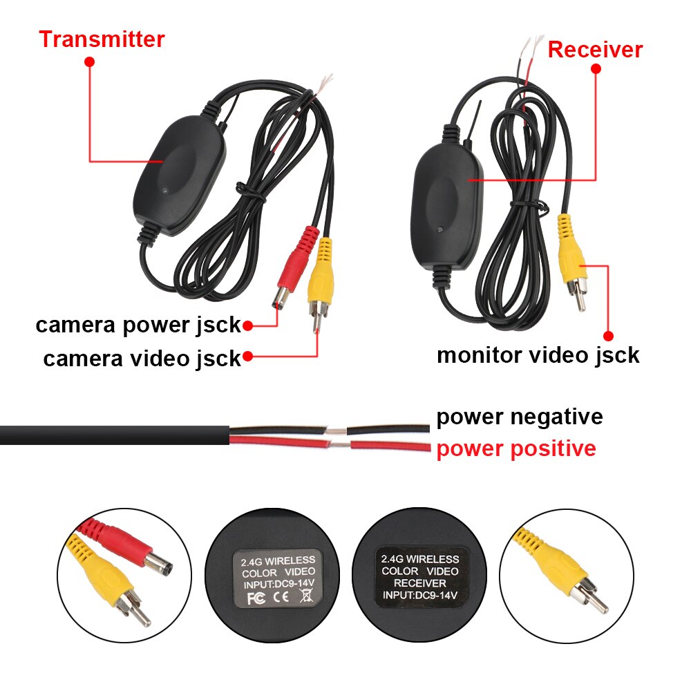 2.4G Wireless for Car Rear View Camera and DVD Monitor Video Transmitter Receiver Kit Screen Reverse Backup Rearview Cam