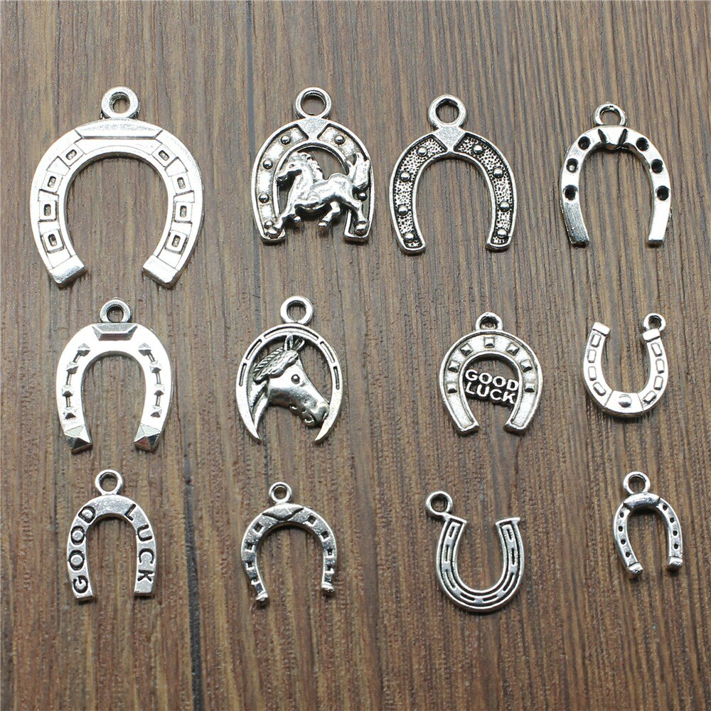 20Pcs Hoefijzer Hanger Charms Antiek Zilver Kleur Horse Shoe Charms Sieraden Diy Lucky Horseshoe Bedels Voor Armband