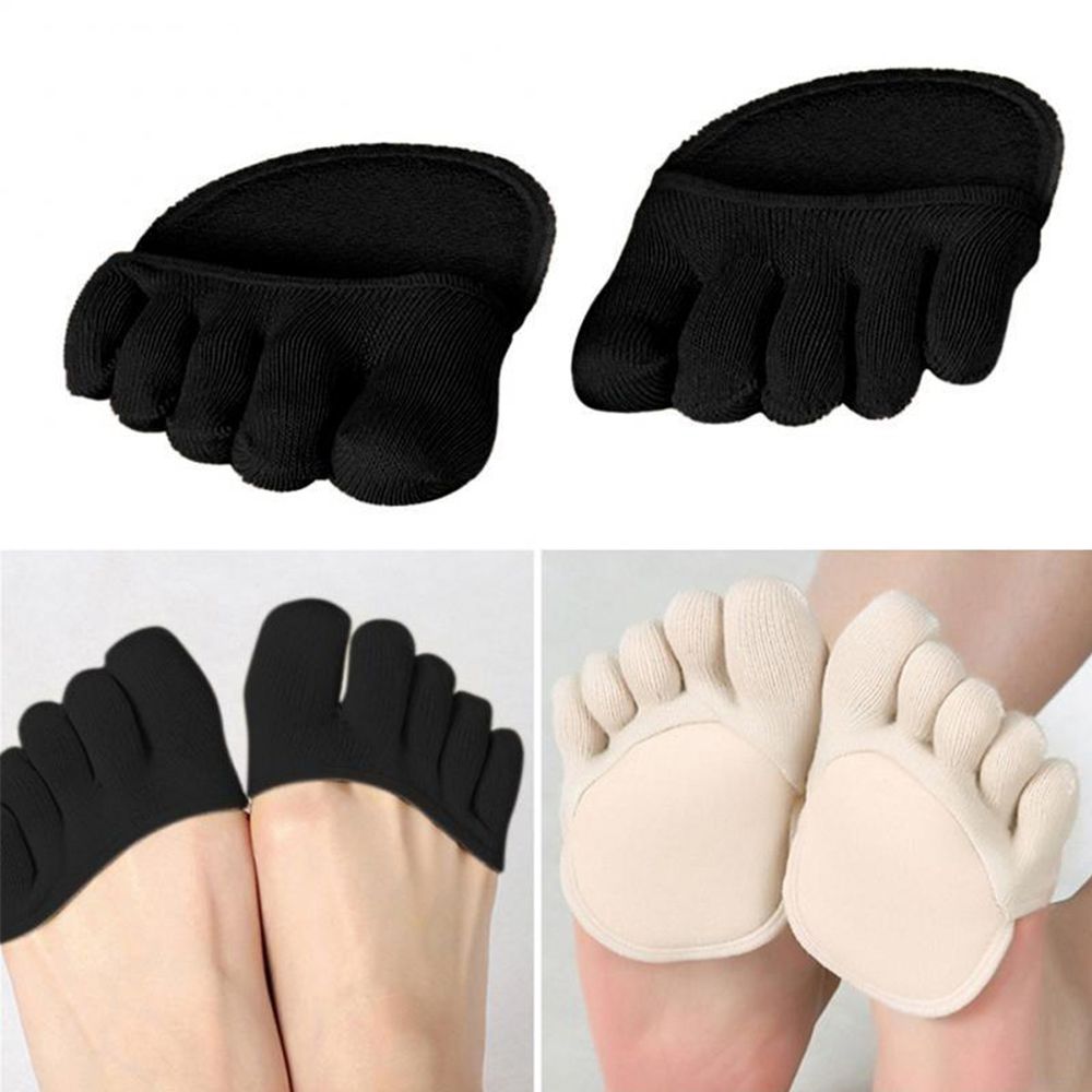 Women Socks Sponge Silicone Anti-slip Lining Open Toe Heelless Liner Sock Invisible Forefoot Cushion Foot Pad Cotton Socks