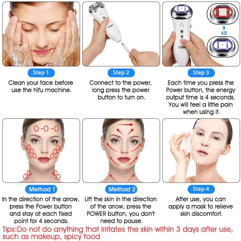 Mini HIFU Machine Ultrasound Skin Care Products RF Fadiofrecuencia Face Lifting Tighten Wrinkle Remover Beautity Devices