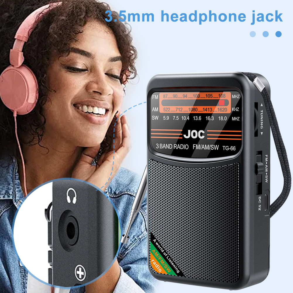 Radio portátil FM AM SW, Radio de banda completa, la mejor recepción, funciona con batería, pantalla de visualización HD, reproductor de Radio para personas mayores