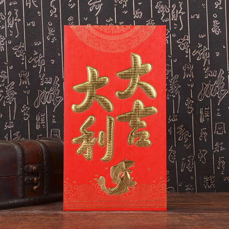 6 stk/sæt super stor kinesisk rød kuvert 12*22cm stor kapacitet særlig rød konvolut da hongbao kinesisk rød taske: -en