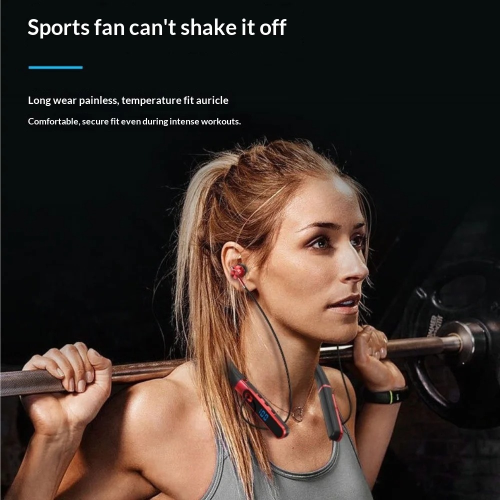 Neck-Hung Bluetooth Earphones Comfortable to Wear Ultra-Long Battery Life Noise Cancellation Stereo Sound for Sleep Running Spor
