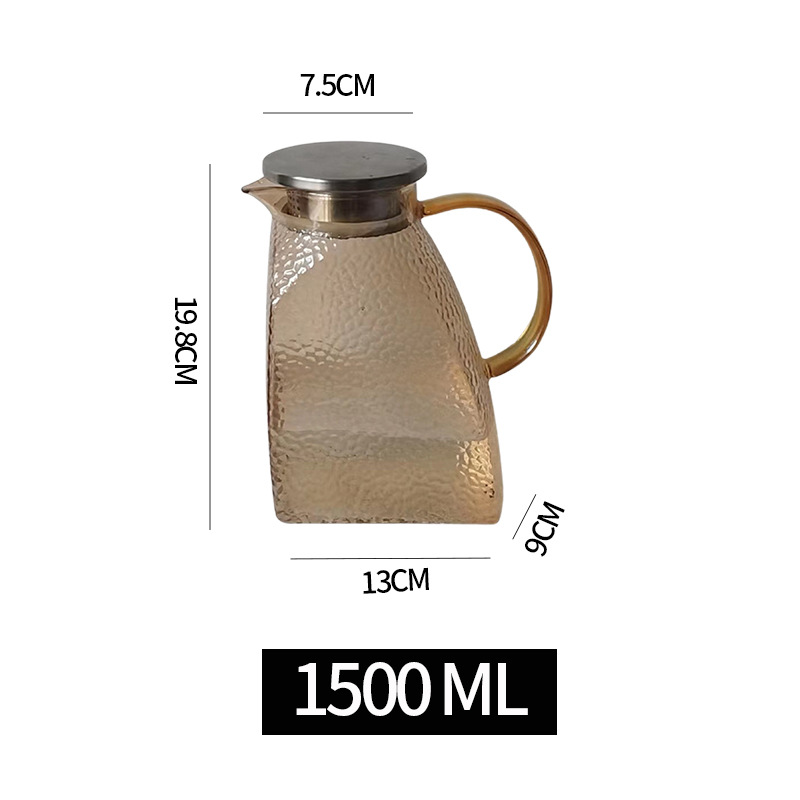 Pichet en verre pour porte de réfrigérateur avec couvercle, pichet d'eau Transparent, Carafe de porte de réfrigérateur étanche pour boissons chaudes ou froides (1,8 L/1,5 L): jaune clair