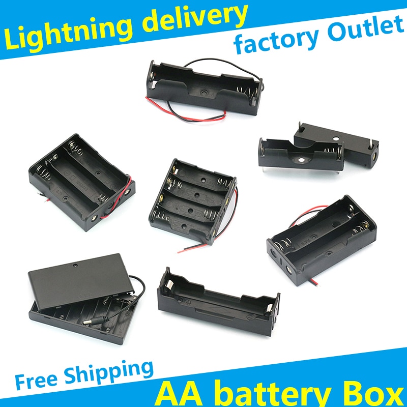 Aa batteri förvaringsbox aa batteripaket fodral självbatterihållare cellbox aa batterihållare med strömbrytare och lock 1-8x 4 st