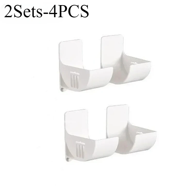 16PCSWall Mounted Non-Punch Storage Tray Kitchen Shelf Plastic Wrap Garbage Bag Refrigerator Side Bathroom Bedroom Storage Shelf: Light Grey