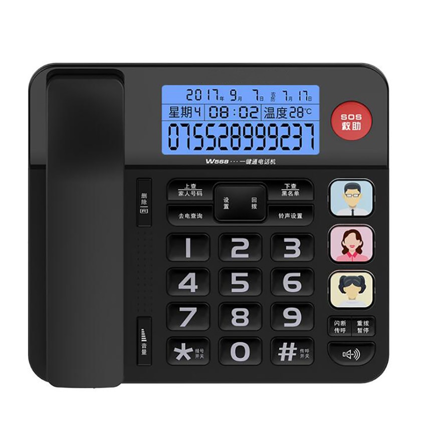 Hands-Free Dial Photo Memory Corded Phone One-Touch 3 Photo Buttons, Big Button Keypad, SOS Function, for Senior Elders