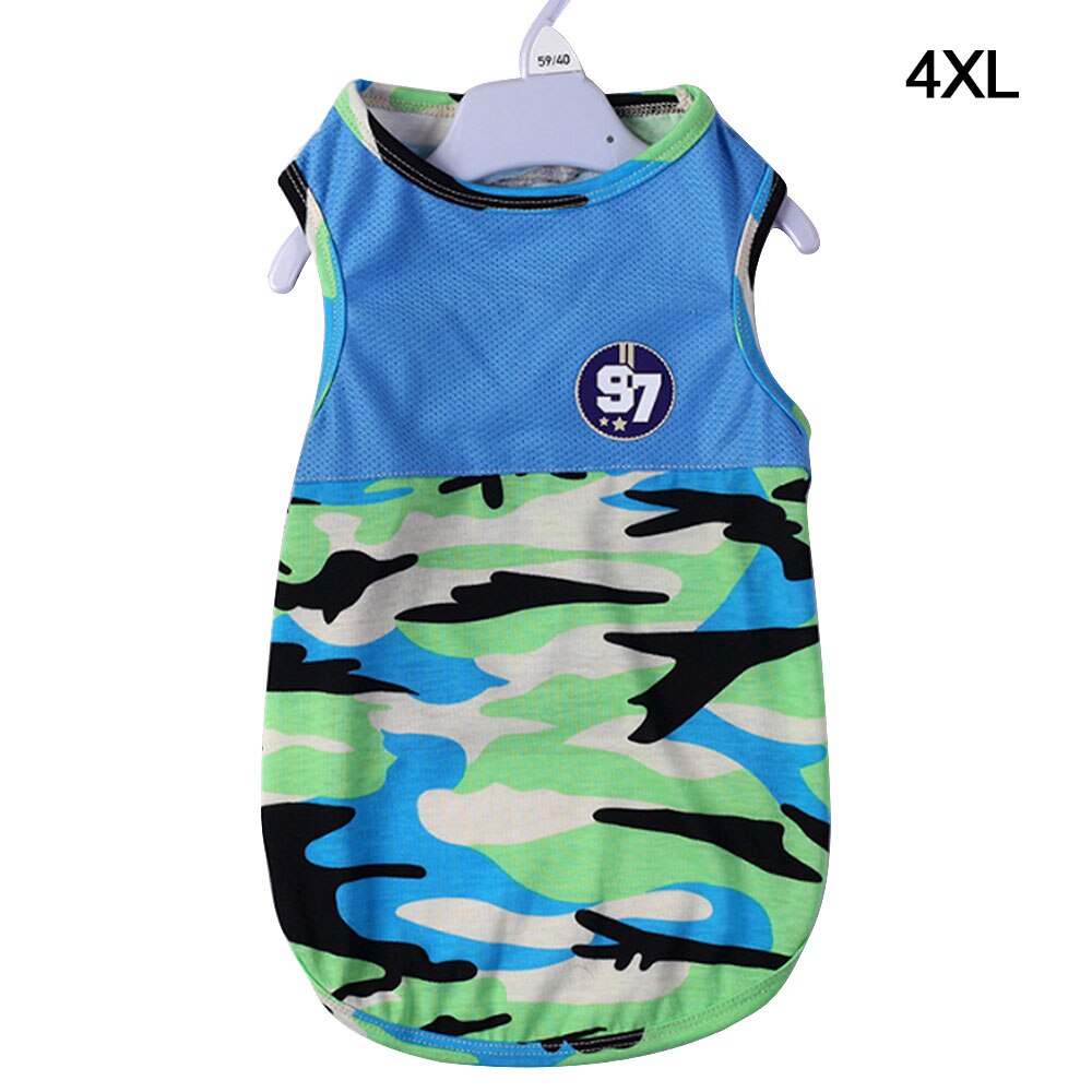 T-shirt Zachte Puppy Honden Kleding Leuke Hond Kleding Camouflage Kleding Zomer Shirt Casual Vesten Voor Kleine Dierbenodigdheden: blie / XL