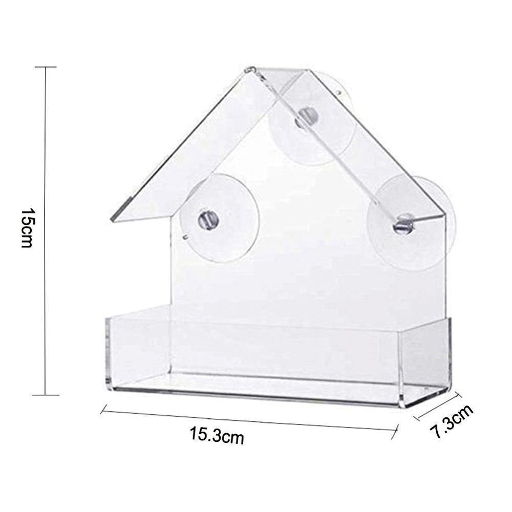 Voederhuisje voor vogels met raam, praktisch transparant acryl vogelhuisje met zuignap, buitenvoederhuisje voor vogels, tuinbenodigdheden