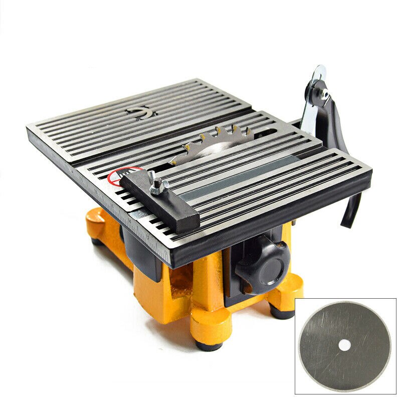 220V/110V 60W Mini Table Saw/Mini Bench Saw Alloy Blade Diamond Blade Cuts Stone Wood Copper Aluminium Lead