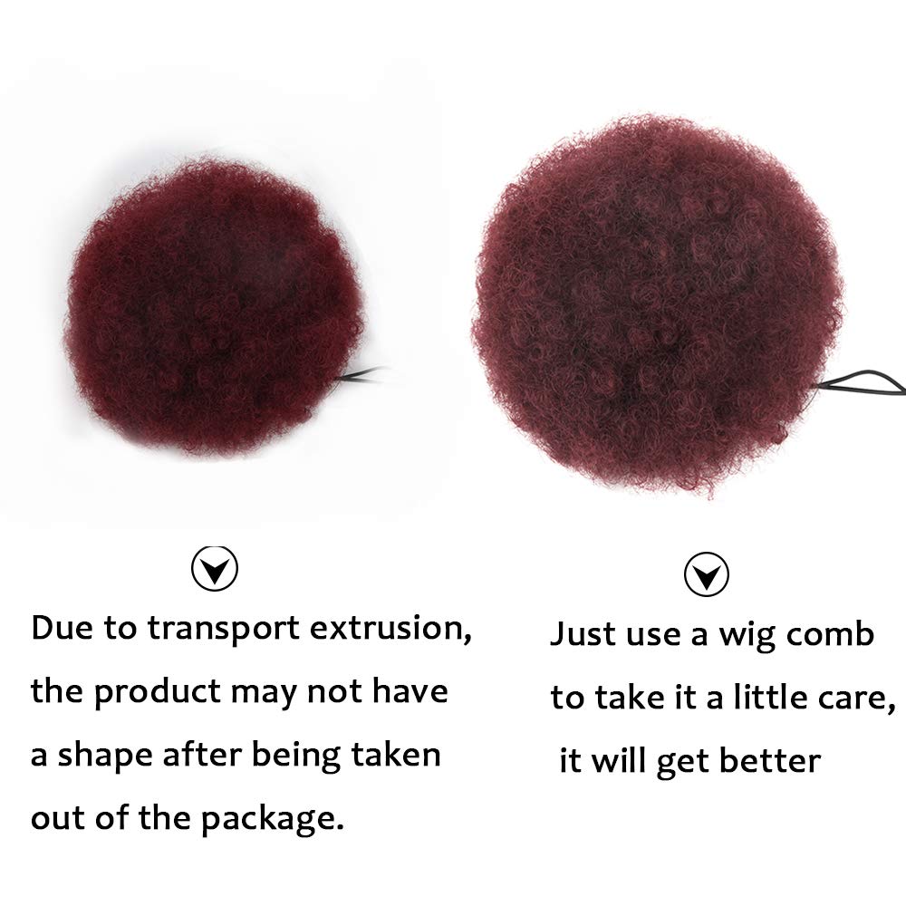 HOUYAN Short Kinky Curly Drawstring Bun Afro Black Red African American Bun Hair 1pc Synthetic Fluffy Curly Hair