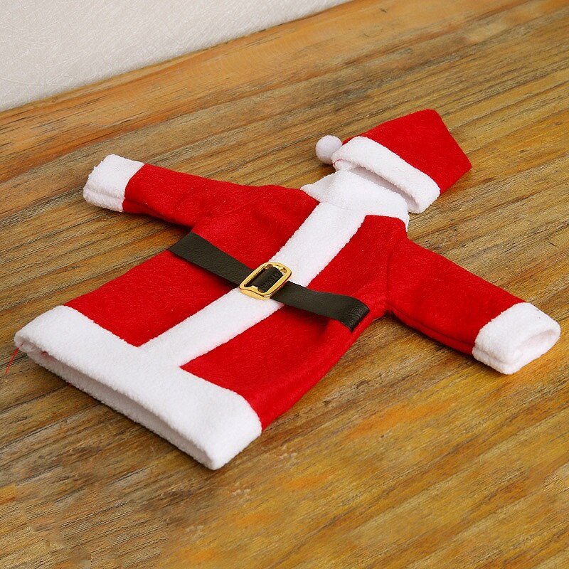 Xd -2 stk nissefrakk og lue vinflasketrekk rødt og hvitt juletema nissedress og hatt dekortema