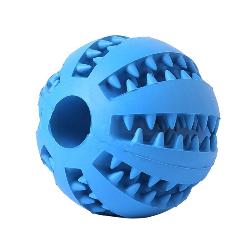 Dog Ball Toys for Pet Tooth Cleaning Chewing Playing IQ Treat Toy Ball Food Dispensing Toys of Non-Toxic Rubber Training Balls: Blue / 5cm