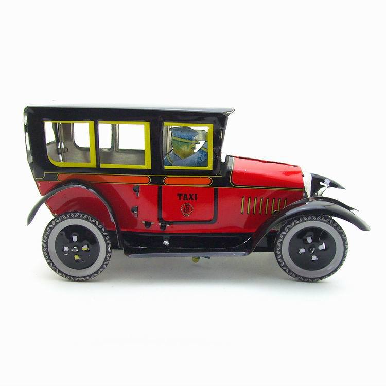 Jeugdherinnering Antieke Blikken Speelgoed Retro Wind up Metalen Voertuigen Speelgoed Auto 'S Zakka Home Decor PAYA Rode Antieke Taxi