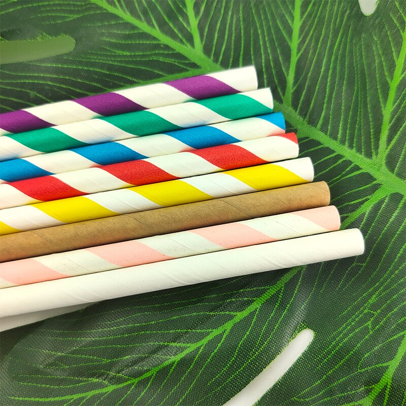 24pcs in pack Paper Straws Disposable Foil Striped Drinking Straws Biodegradable Cocktail Paper Straws Drink Tool EOC Single Use: Ramdon color