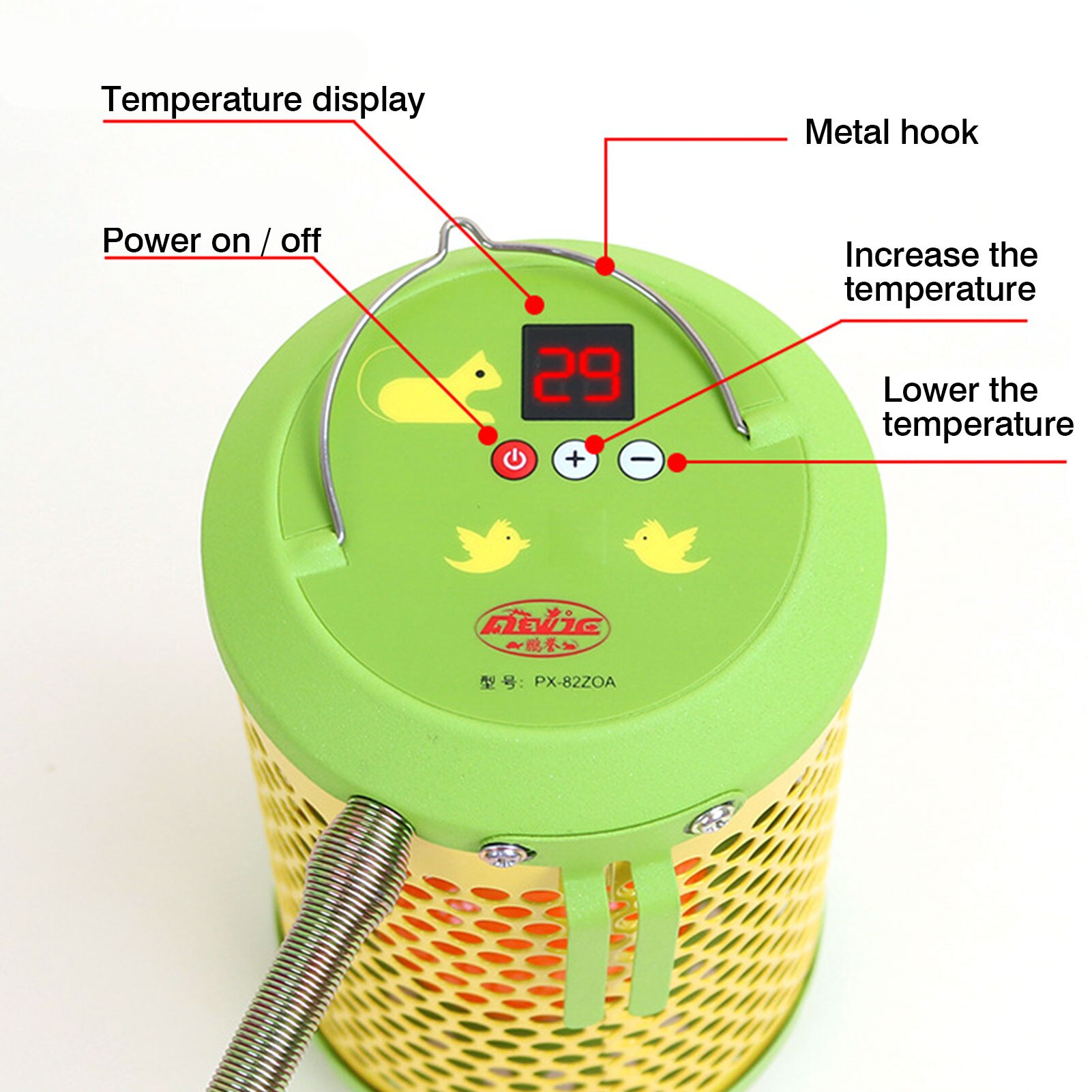 Lámpara de calefacción para gatos domésticos y perros, calefactor de aves cálido para invierno, antiincrustante, Control remoto para mascotas pequeñas