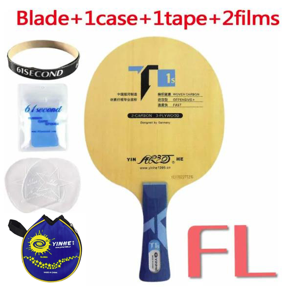 Originele Galaxy Yinhe T1s (GEWEVEN CARBON, T-1 Upgrade) Tafeltennis/PingPong Racket: FL with YM case
