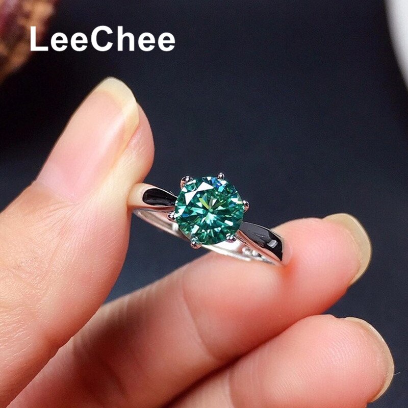Groen Blauw Moissanite Ring Echte 925 Sterling Zilveren Fijne Sieraden 1CT Vvs Lab Diamond Met Certififcate Voor Vrouwen Anniversarygift