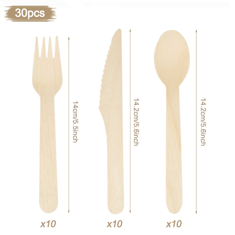 Cuchara de madera desechable, tenedor, cuchillo, juego de cubiertos, vajilla rústica para de cumpleaños y boda, suministros de decoración, cuchara para pastel y postre: Verde oliva