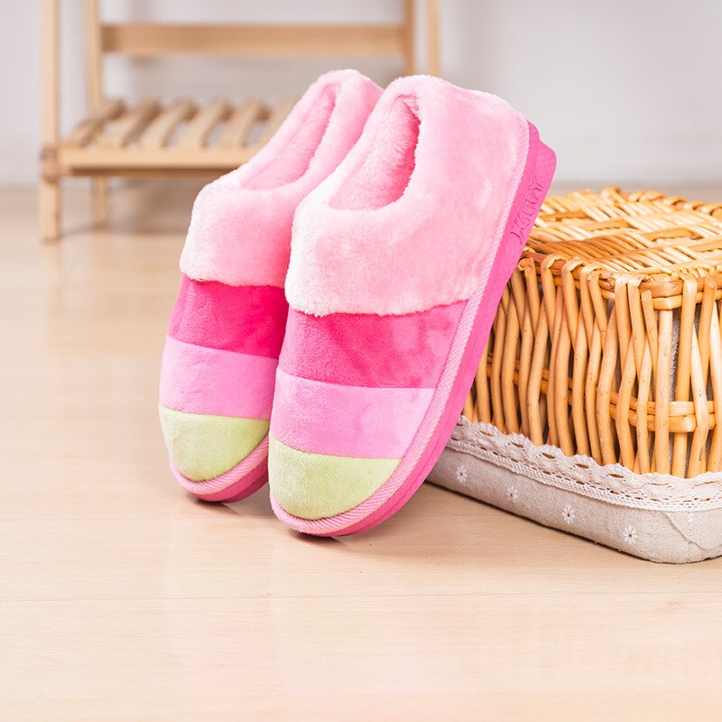 FONGIMIC-Zapatillas de algodón cálidas para casa, 3 colores, para parejas: Pink / 4