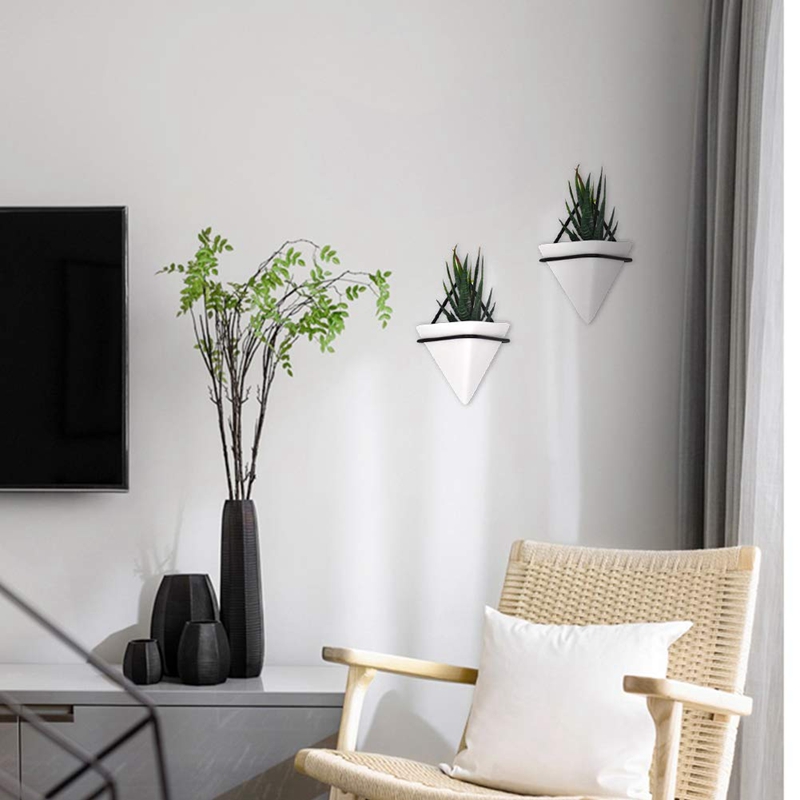 Home Goods Modern Hanging Planter Pots (2-Pack), Small Decorative Wall Planters for Cactus Decor and Hanging Plants, Wa