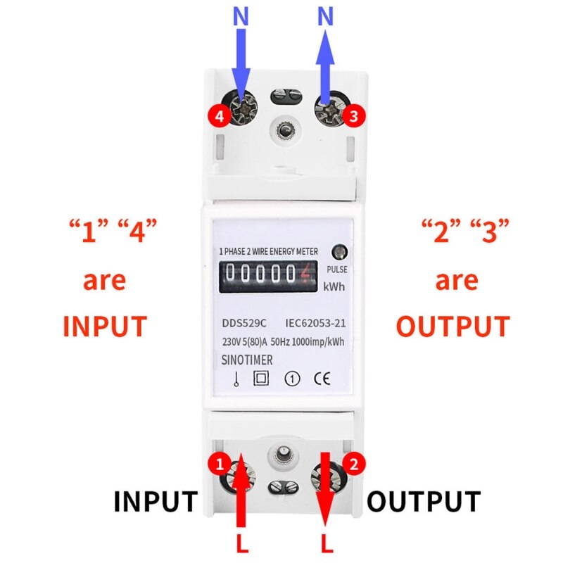 Electricity Meter 1 Phase 2 Wire 2P DIN-Rail Electric Meter Electronic KWh Meter 230V 5(80) A Din Rail KWh Meter M0XC