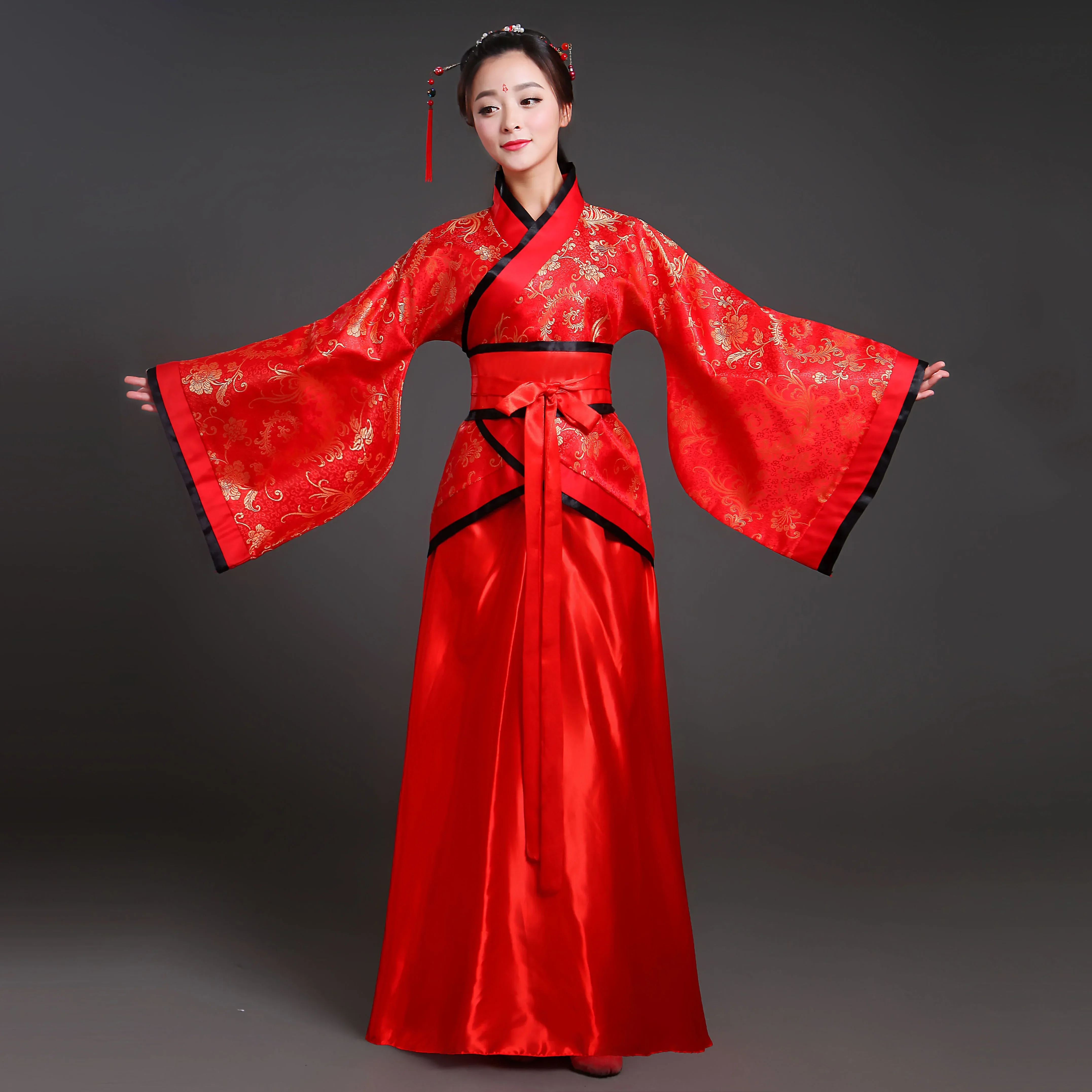 Hanfu Nationale Kostuum Oude Chinese Kostuum Oude Chinese Hanfu Vrouwen Hanfu Kleding Lady Chinese Stadium Jurk: L / Red