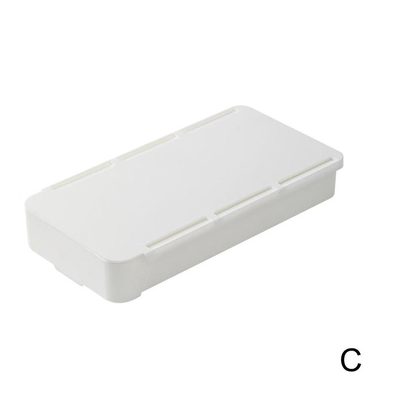 Selvklæbende skjult opbevaringsboks under bordet makeup organizer under skrivebordet opbevaringsskuffe organizer box papirvarer opbevaring: Hvid s