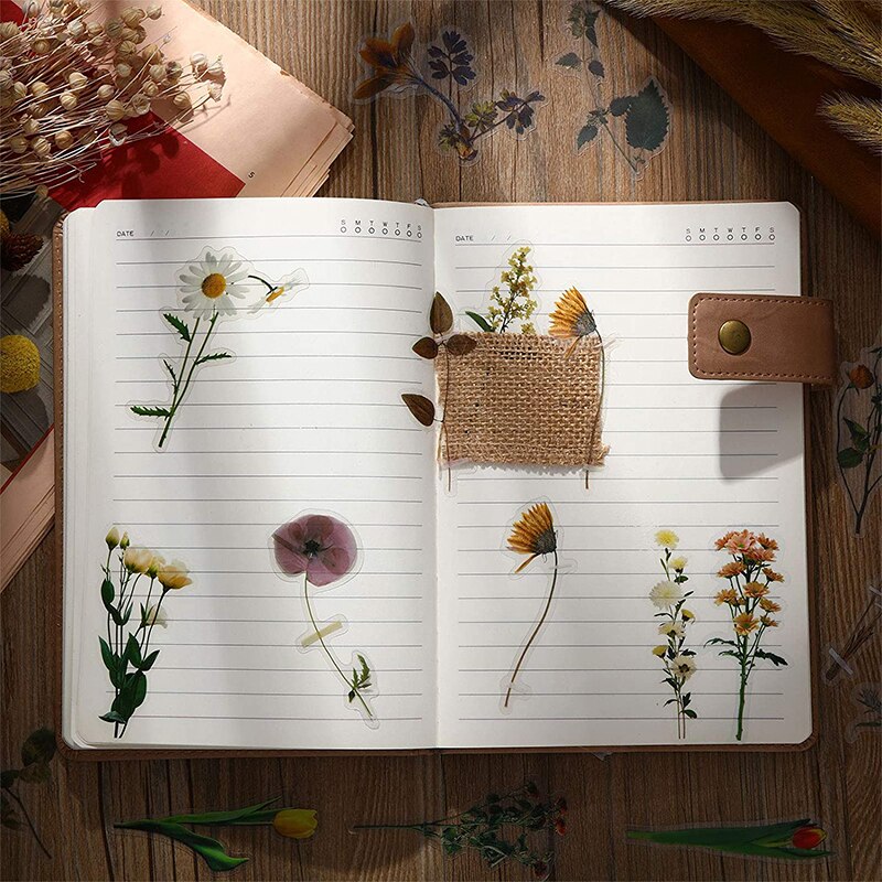 40pcs Kawaii Flower Stickers for Notebooks Stationery Stickers Aesthetic Bullet Journal Supplies Scrapbooking Stickers for Diary