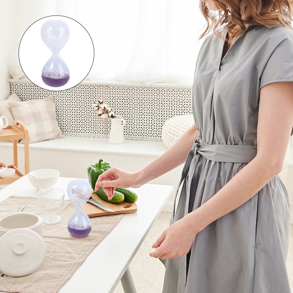 Glass Hourglass Sand Glass Timer Ornament Decorative Hourglass Sand Clock Decor: Purple