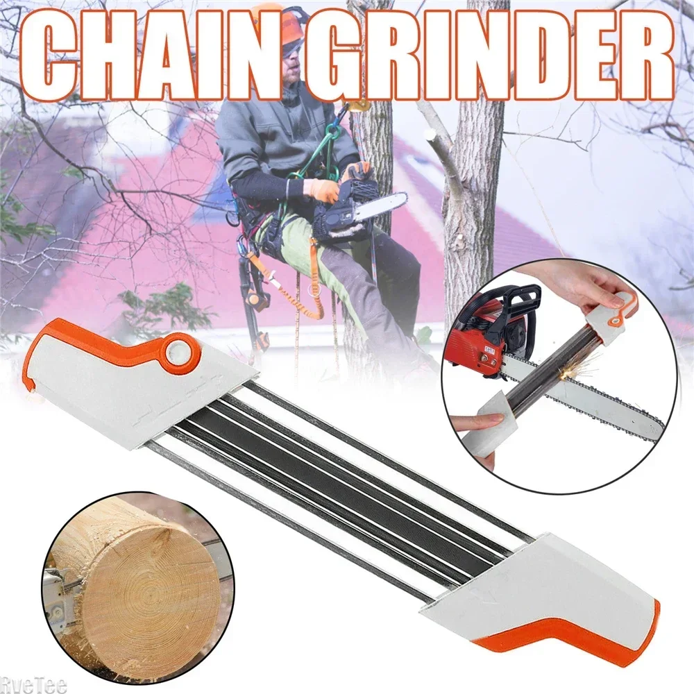2 IN 1 Chainsaw Chain Sharpener Chain File Sharpener 4.8mm Rubbing Wood Teeth Manual Chain Grinding File Sharpener Tool
