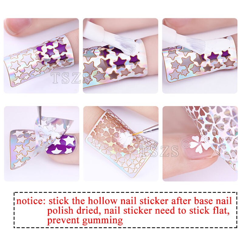 24 unids/lote NAIL ART Plantilla de vinilo guía pegatina Plantilla de manicura pegatinas clavo hueco arte mixto SESIGN