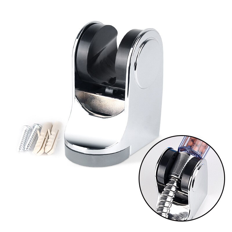 Soporte de alcachofa para ducha de baño, soporte de mano autoadhesivo ajustable, de succión, cromado pulido, montado en la pared