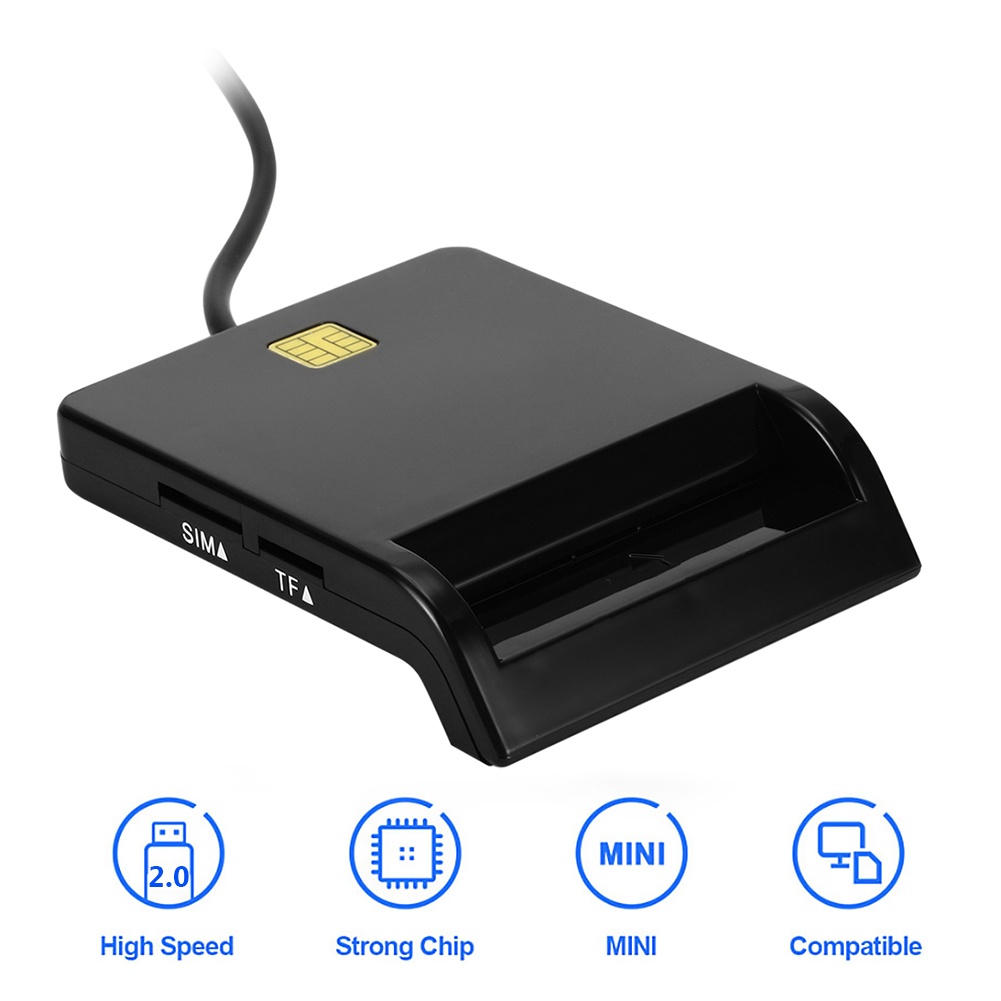 Portable Universal USB 2.0 Smart Card Reader for Bank Card CAC IC ID SIM DNIE ATM Cardreader USB-CCID ISO 7816 for Windows Linux