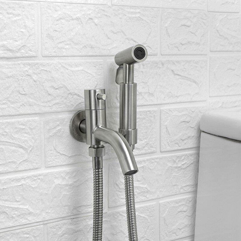 Stainless Steel Toilet Hand Held Bidet Faucet Sprayer Bidet Set Sprayer Toilet Spray Bathroom Self Cleaning Shower Shattaf Tap