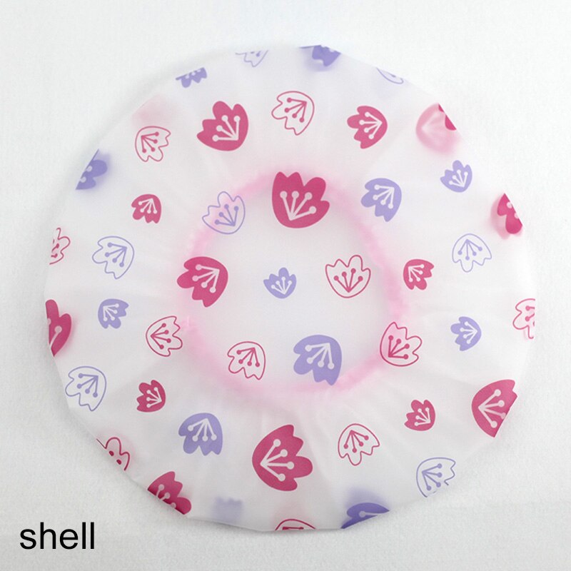 1 stk resuerbar brusebad hat tykkere badehætte vandtæt badeværelse tilbehør sødt mønster elastisk badehætte kvinder leverancer: Skal