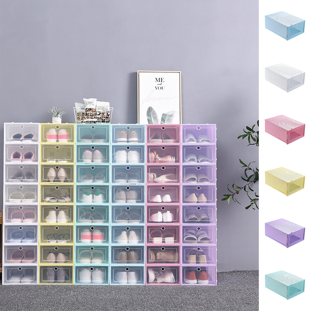1PC Opvouwbare Clear Schoenen Opbergdoos Plastic Stapelbare Shoe Organizer Stapelbaar Stapelen Ruimtebesparend Master