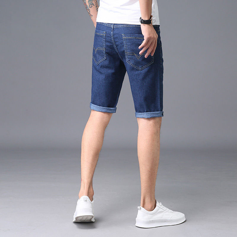 Summer Men Business casual Denim Shorts Stretch Slim Straight Thin Blue Cotton Short Jeans Male Brand Clothes